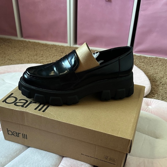 Bar III Shoes - Bar III Women's Black and Gold Chunky Loafers